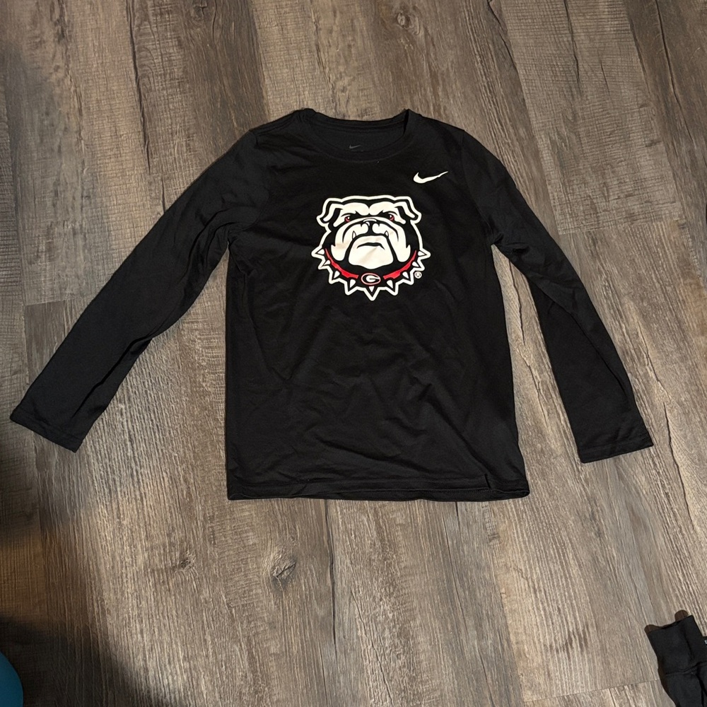 Kids Nike Black Long Sleeve with Bulldog Graphic